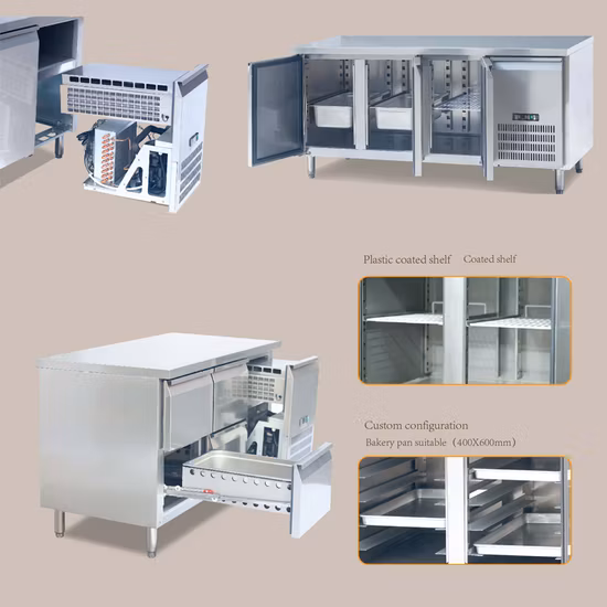 Équipement de cuisine d'hôtel commercial en acier inoxydable deux 4 portes refroidisseur de bière réfrigérateur réfrigérateur congélateur